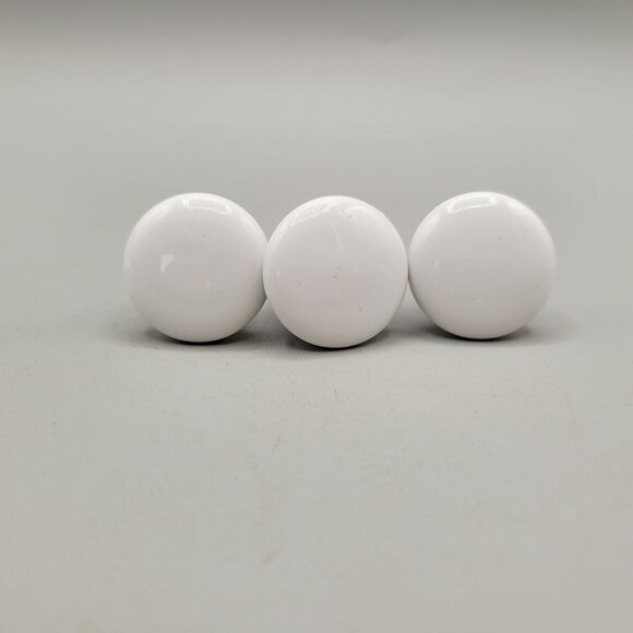 White Ceramic Drawer Knobs Set Of 3 With Screws - Picture 1 of 3
